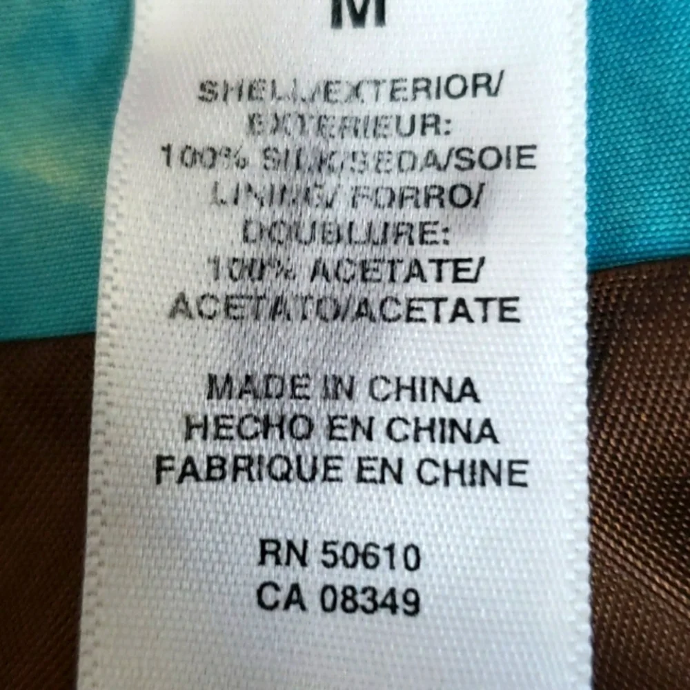 Anne Klein Womens Tie Dye Belted Aqua Blue Ivory Brown Big Collar Trench Coat, M